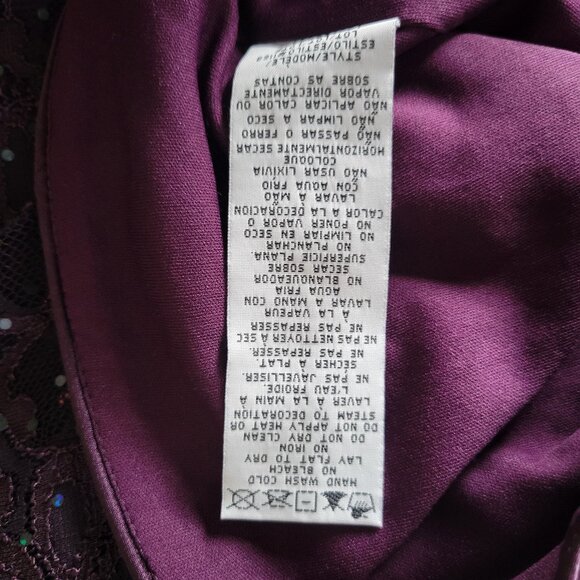 R&M Richards Formal Dress w/ Jacket Set, 14, Plum, Sequins Ruffle Wedding, EUC - Picture 12 of 13